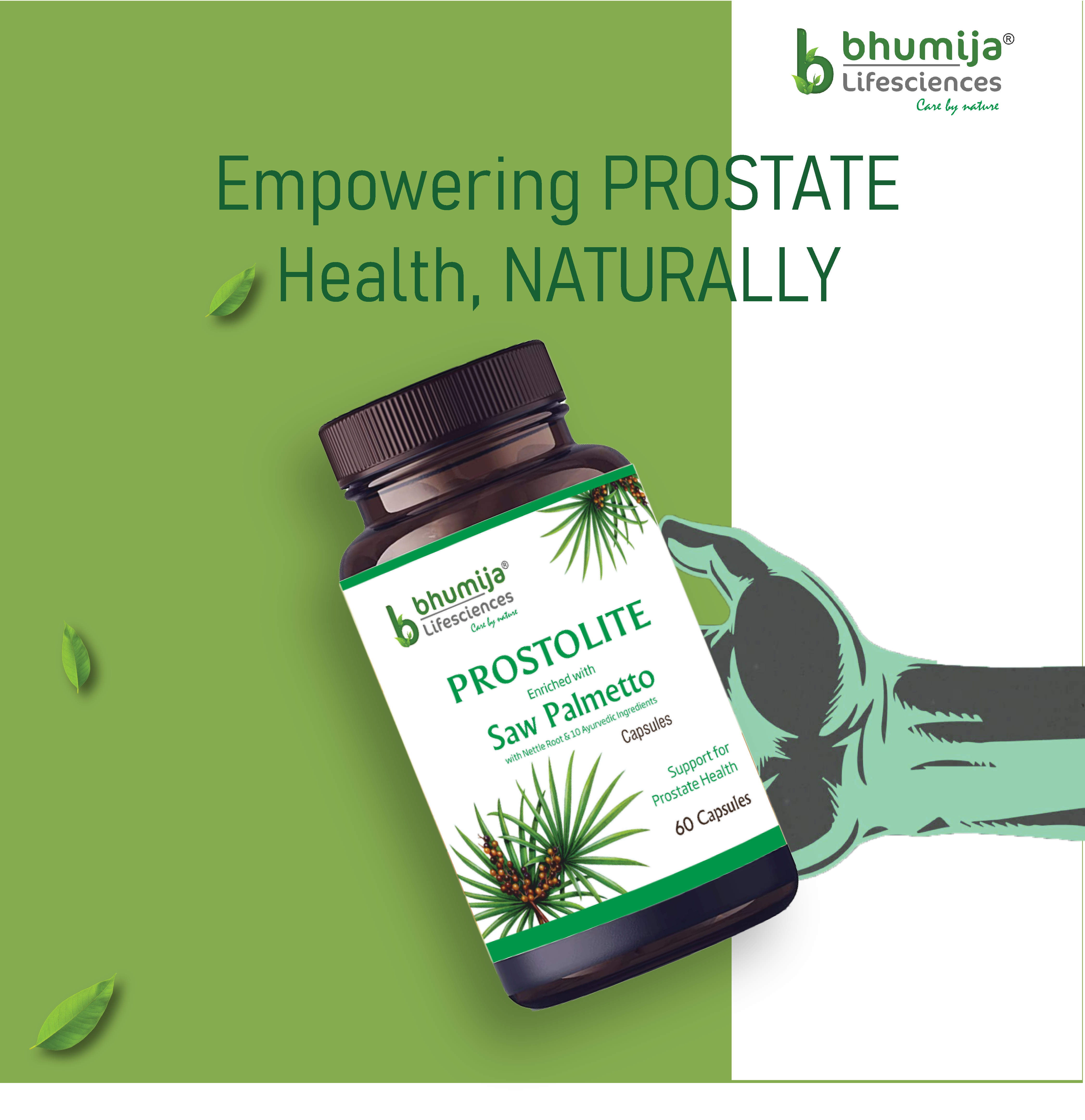 Bhumija Lifesciences Saw Palmetto with Nettle Root (Prostolite) 60 Capsules For Prostate Health