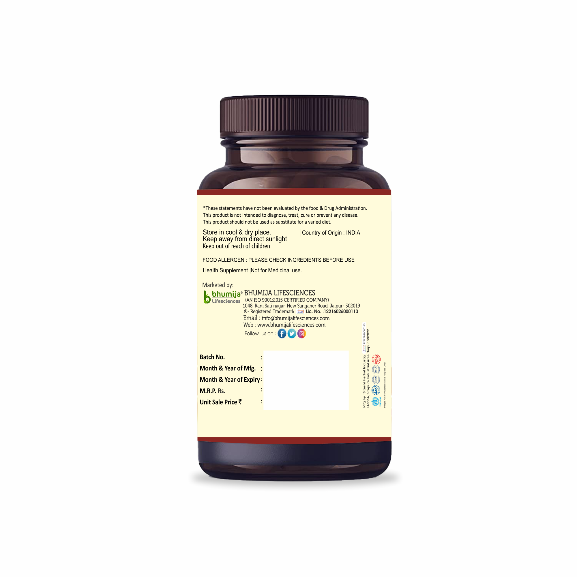 Bhumija Lifesciences Korean Ginseng 400mg/Serve - 60 Veg Capsules for Vitality and Performance