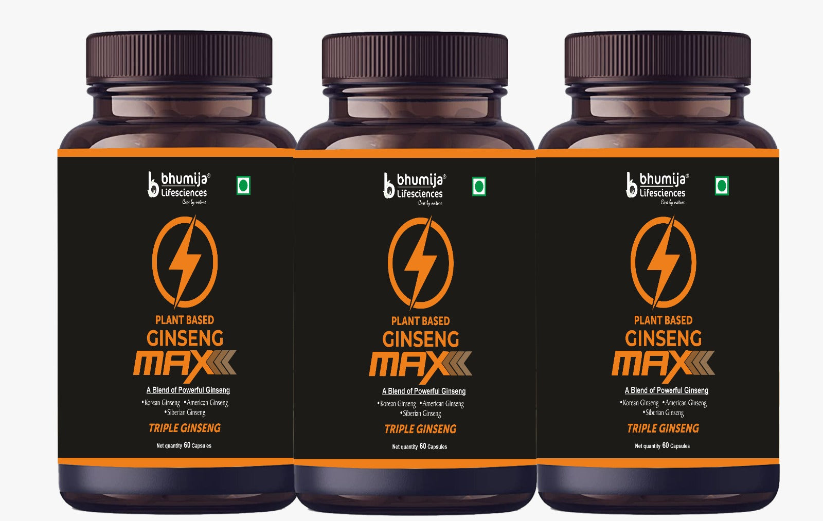 Bhumija Lifesciences Ginseng Maxx - Triple Ginseng Vegetarian Capsules
