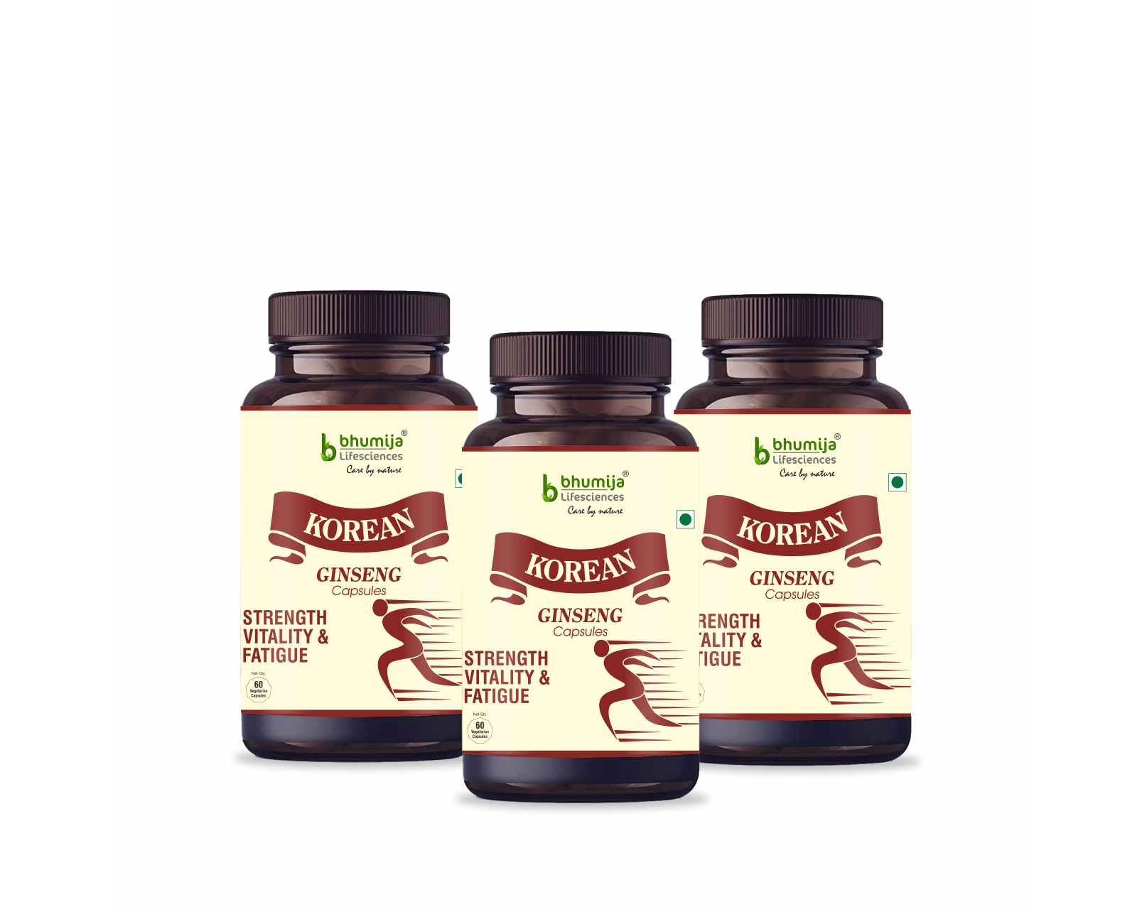 Bhumija Lifesciences Korean Ginseng 400mg/Serve - 60 Veg Capsules for Vitality and Performance