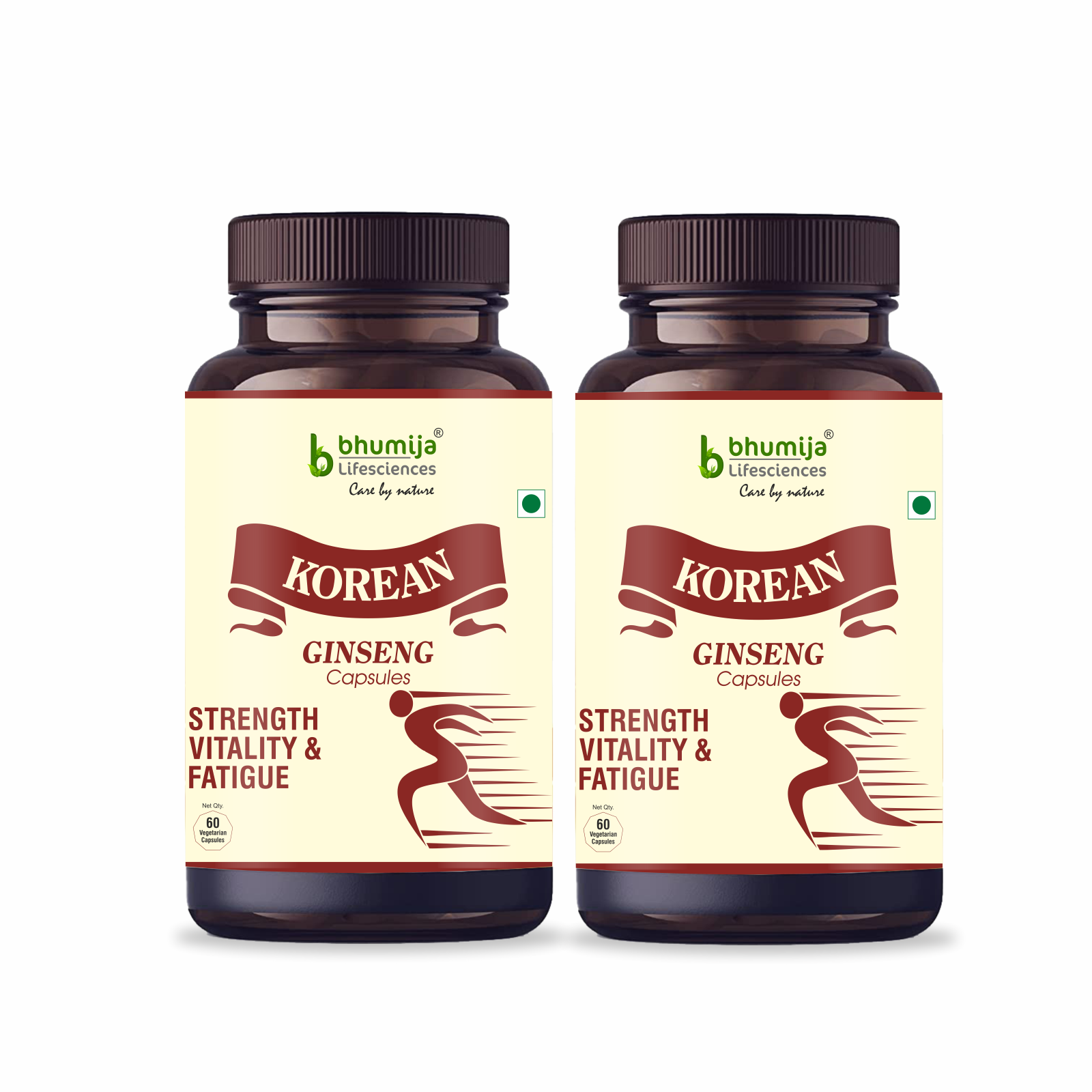 Bhumija Lifesciences Korean Ginseng 400mg/Serve - 60 Veg Capsules for Vitality and Performance