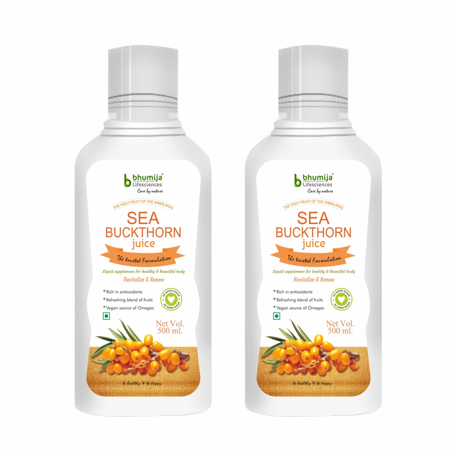 Combo Bhumija Lifesciences Sea Buckthorn Juice 500 Ml with Vitamin B-12 Capsule 60 Nos.