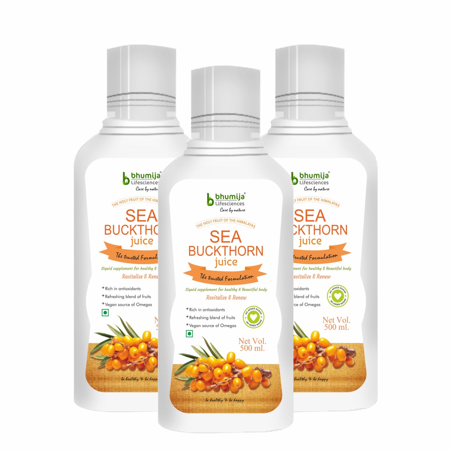 Combo Bhumija Lifesciences Sea Buckthorn Juice 500 Ml with Vitamin B-12 Capsule 60 Nos.