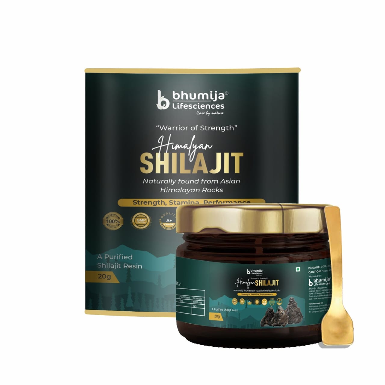 Complete Performance Combo: Bhumija Korean ginseng Capsules with Shilajit Resin