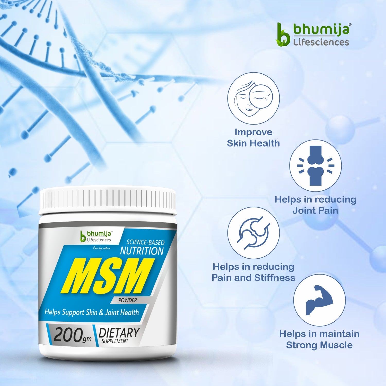 Bhumija Lifescience MSM Powder For Beauty Bone & Joint Health 200 gm