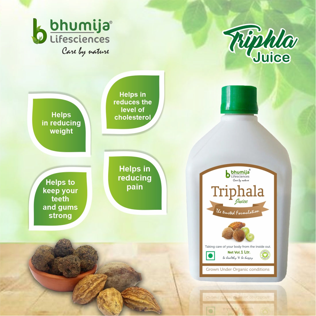 Bhumija Lifesciences Triphala Juice 1 Ltr With No added Sugar For Digestive Care